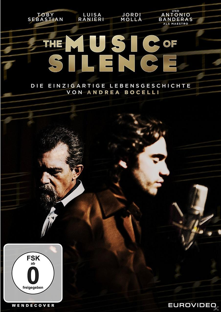Filmposter von zwei Männern, einer mit Bart. Der Titel lautet 'The Music of Silence' mit Text auf Italienisch.