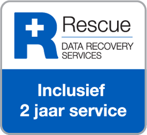 Un logo de services de récupération de données bleu et blanc, avec le texte : Rescue, Data Recovery Services.