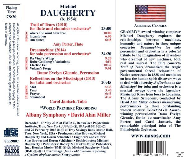 CD-Cover mit Text über Michael Daugherty und einer Titelliste. Enthält die amerikanische Flagge.