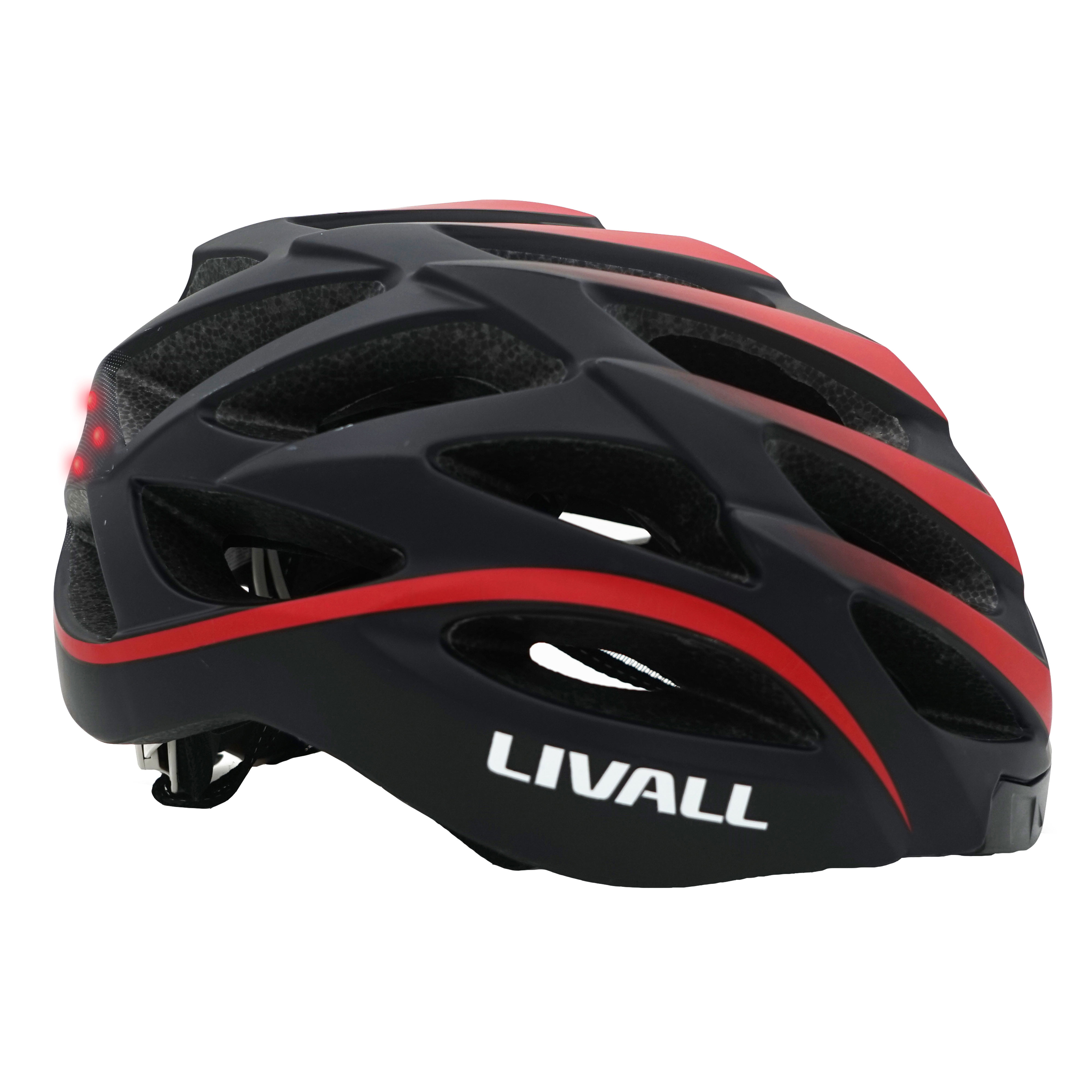LIVALL BH 62 (Smarter Fahrradhelm, 55-61 cm, Schwarz/Rot)