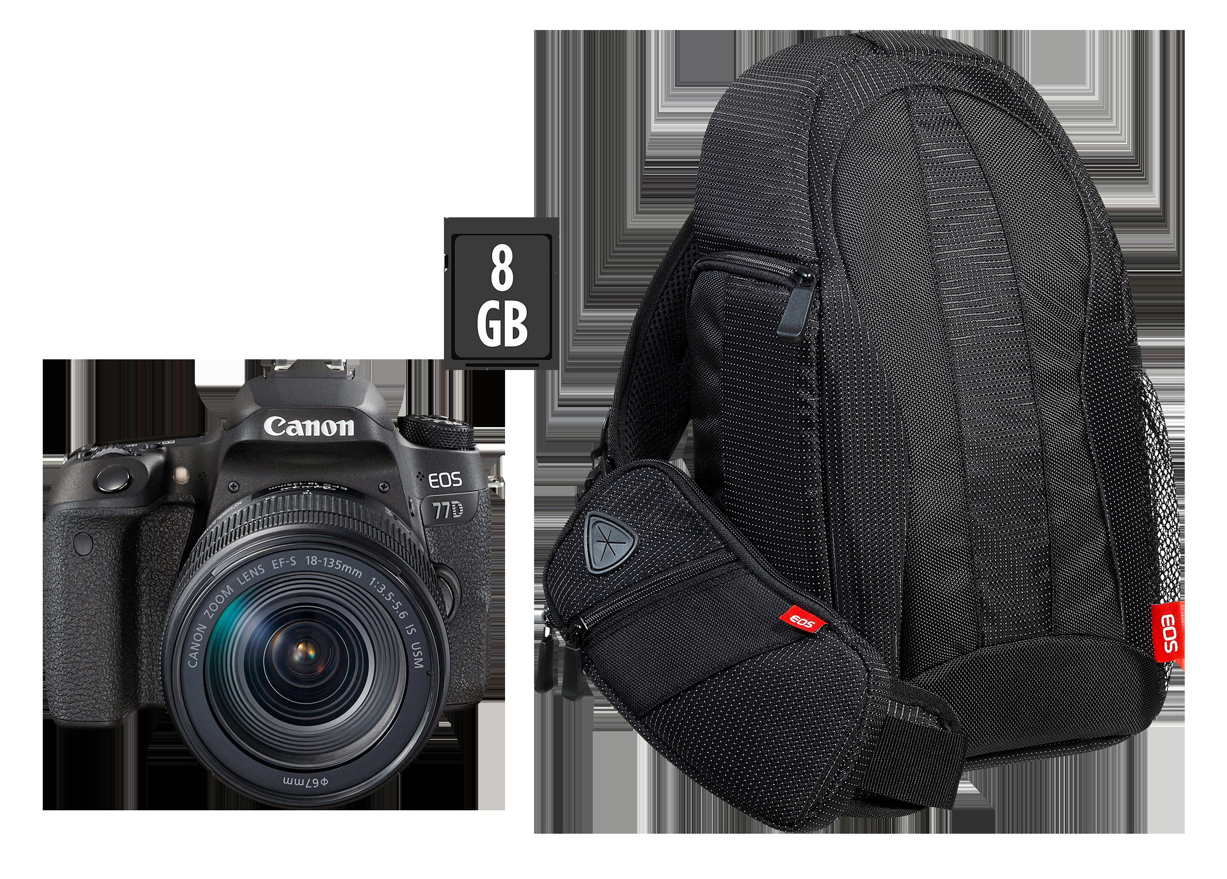 CANON EOS 77D VUK Kit Spiegelreflexkamera, 24,20 Megapixel, 18-135 mm Objektiv (EF-S, IS, USM), Touchscreen Display, WLAN, Schwarz