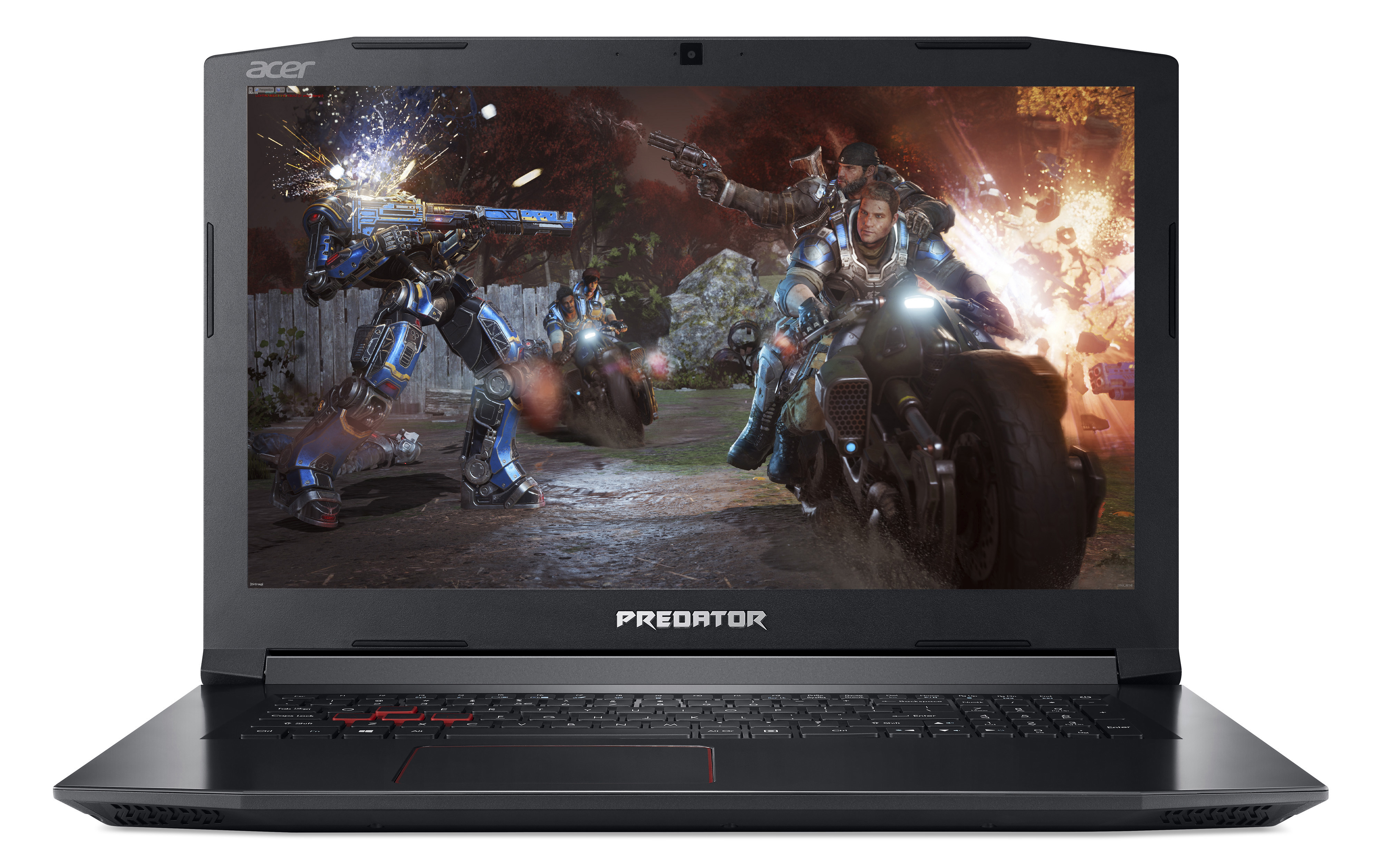 Acer Predator Laptop zeigt eine Videospielszenen mit Soldaten auf Motorrädern und Kämpfen.