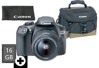 CANON EOS 1300D Kit Spiegelreflexkamera, 18 Megapixel, 18-55 mm Objektiv (DC, EF-S), WLAN, Schwarz