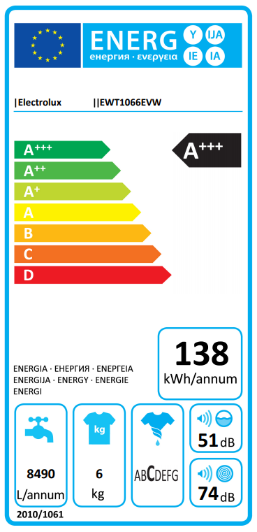 ELECTROLUX EWT1066EVW Felültöltős mosógép, 6 kg, 1000 f/p., A+++, LCD kijelző