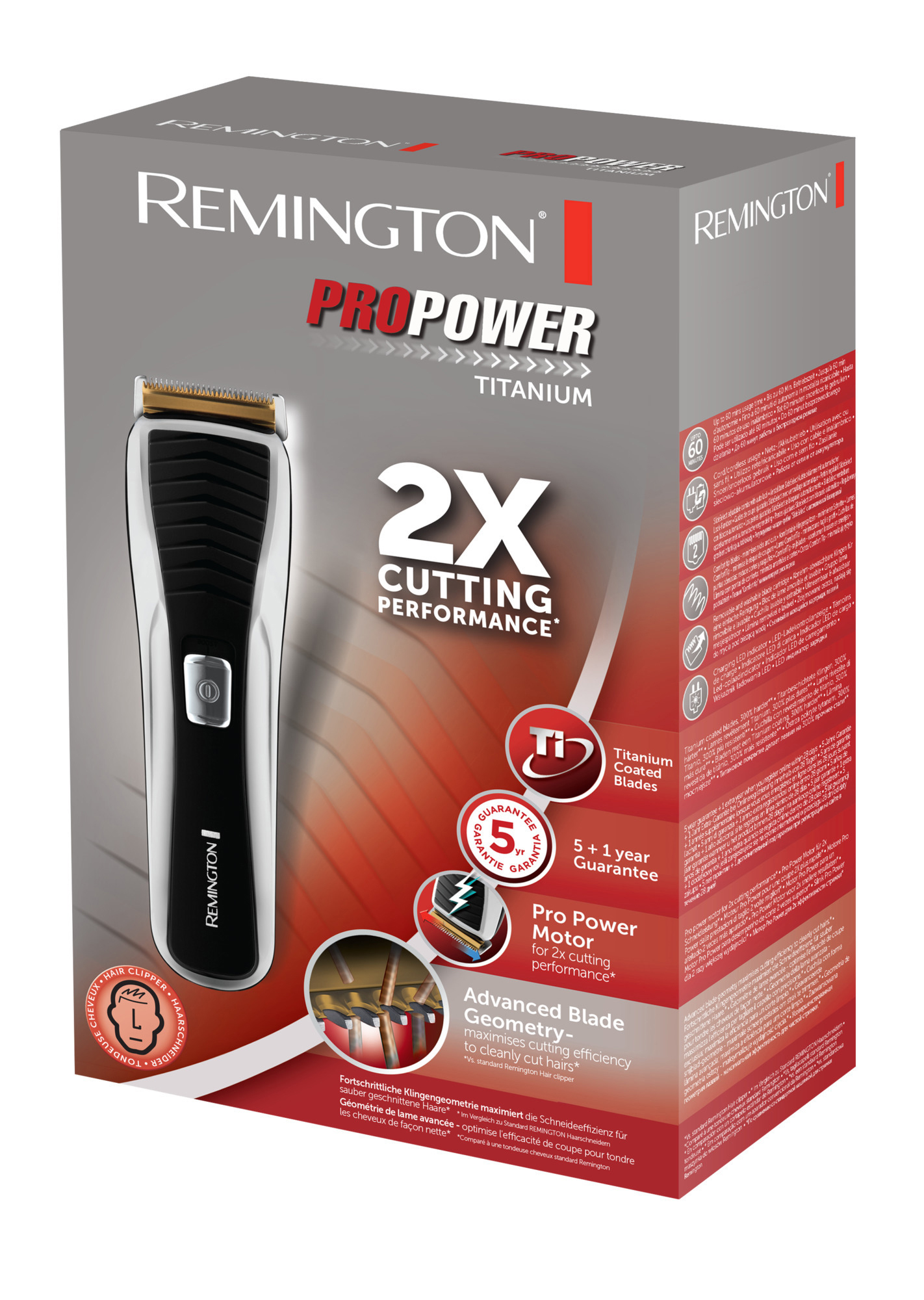 REMINGTON HC7130 ProPower Titanium Haarschneider Schwarz/Silber 