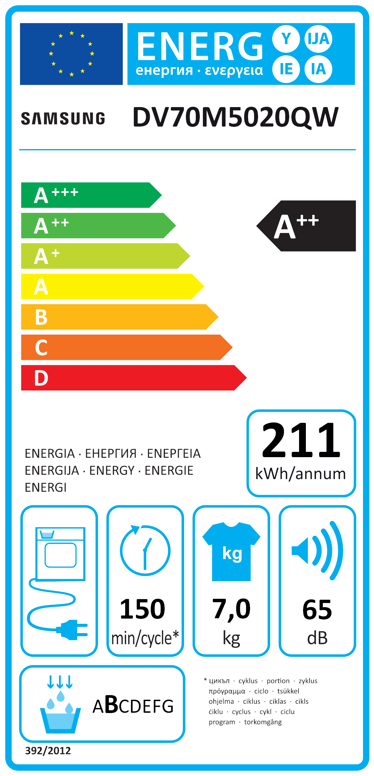 SAMSUNG DV70M5020QW/LE hőszivattyús szárítógép