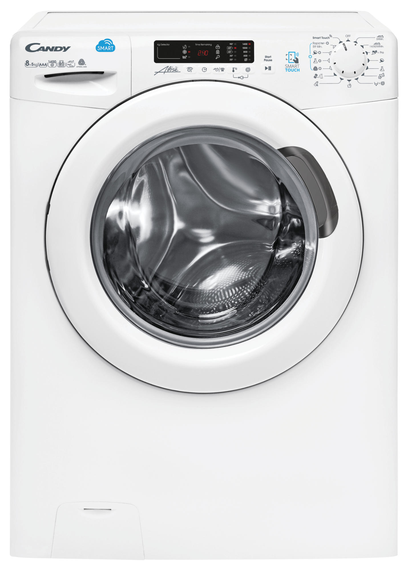 Lavadora secadora - Candy Smart CSW 485D-S, 8kg+5kg, 1400rpm, Certificado Woolmark, Inicio diferido, Blanco