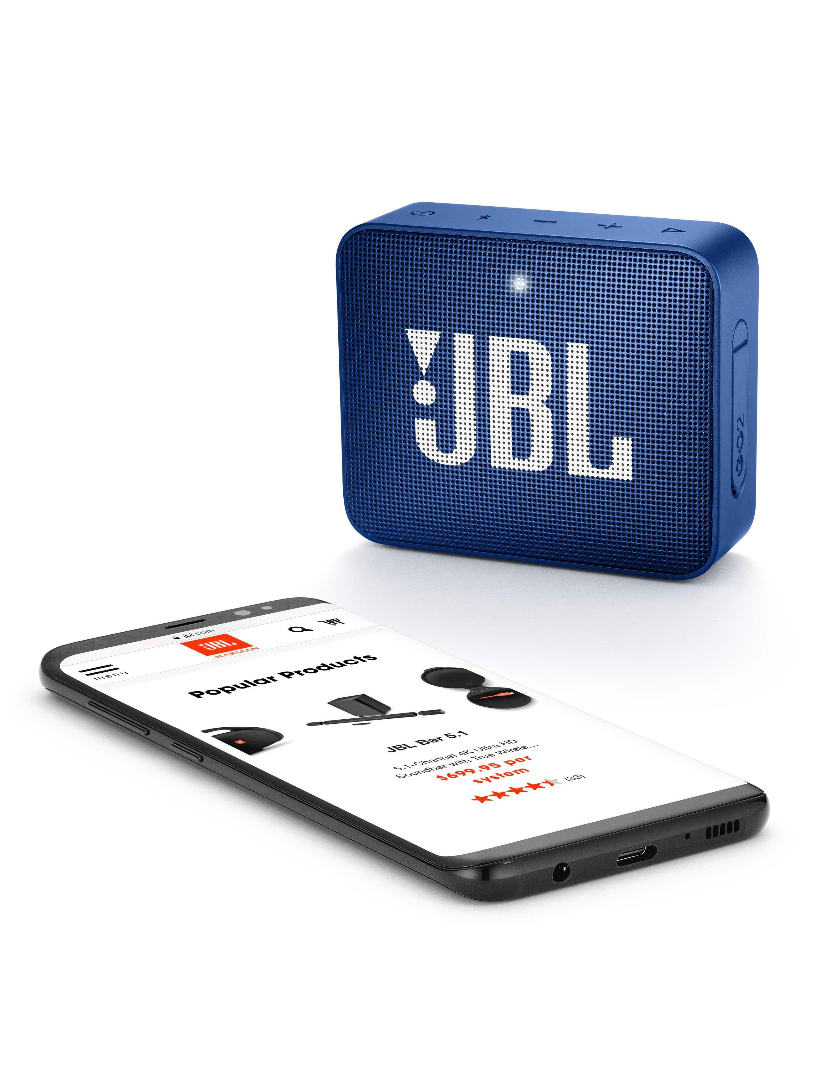 JBL GO2 Bluetooth Lautsprecher, Blau, Wasserfest
