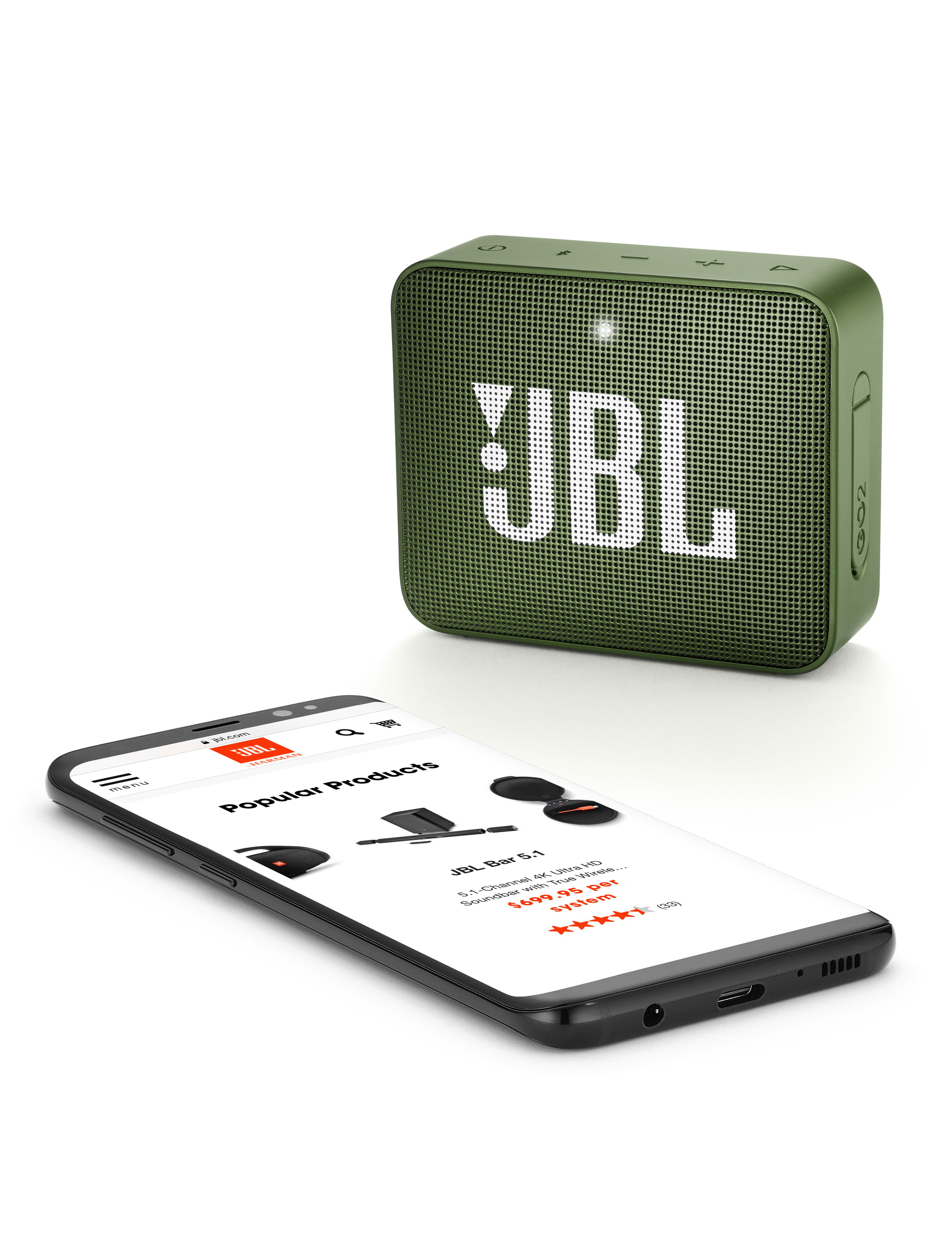 JBL GO2 Bluetooth Lautsprecher, Grün, Wasserfest