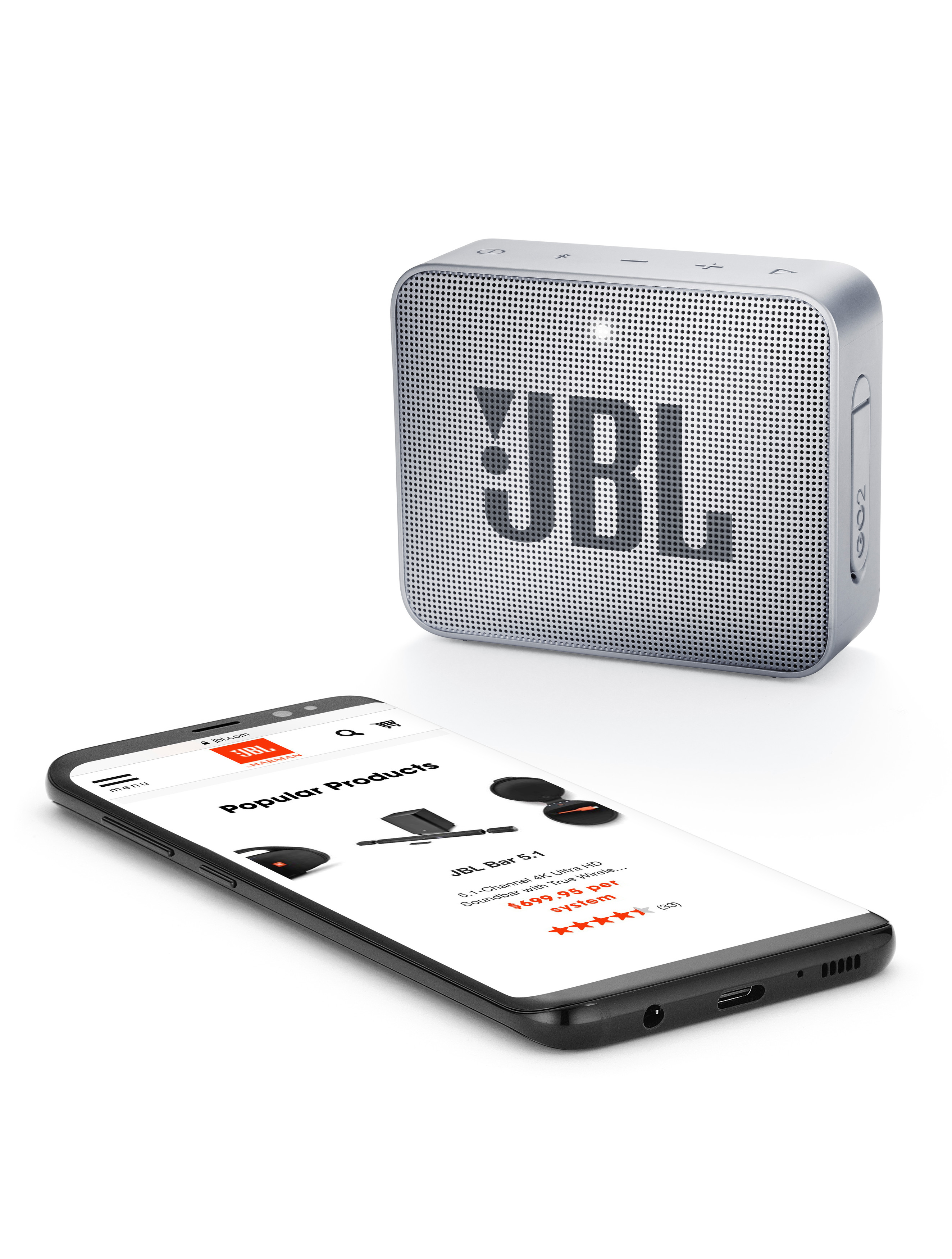 JBL GO2 Bluetooth Lautsprecher, Grau, Wasserfest