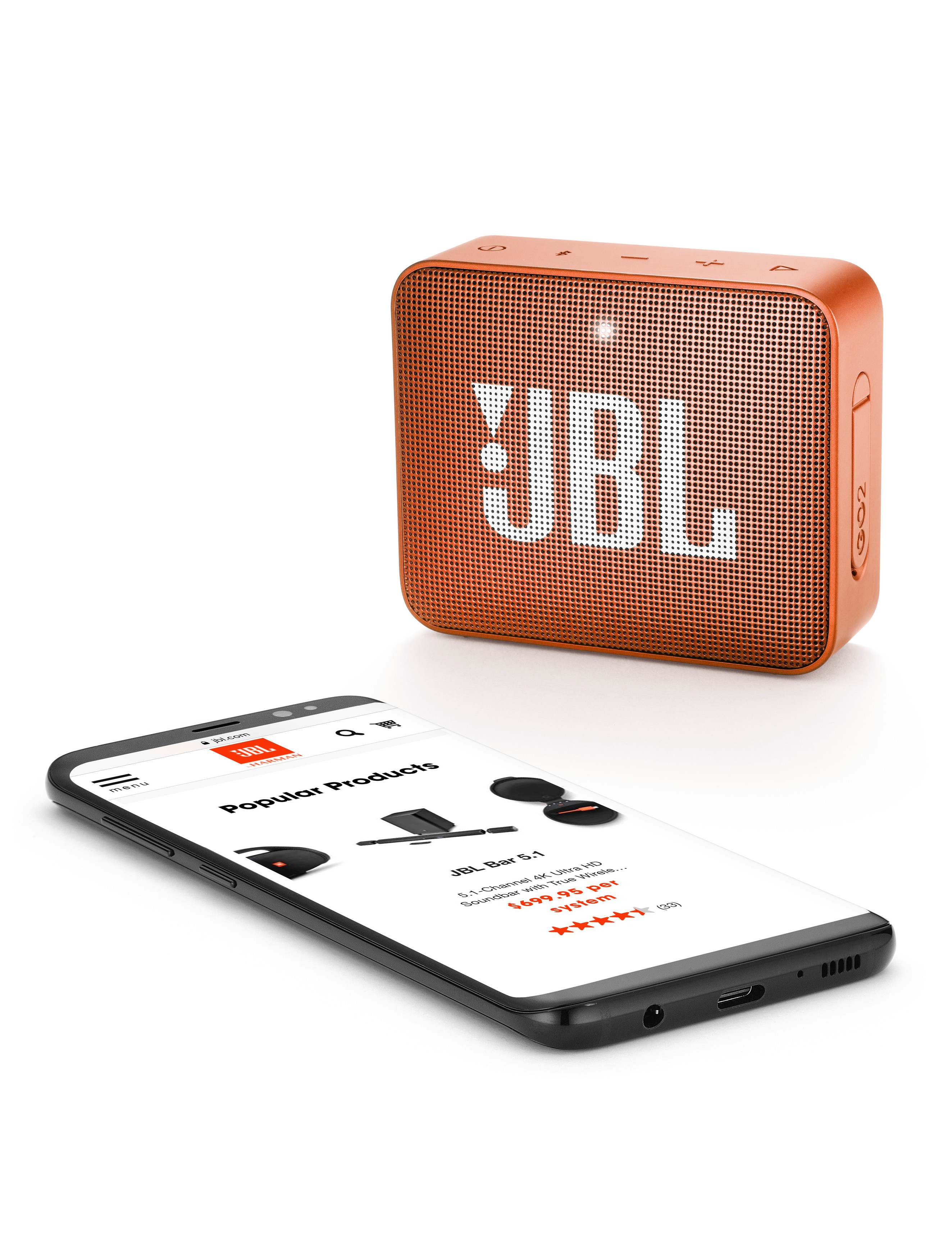 JBL GO2 Bluetooth Lautsprecher, Orange, Wasserfest