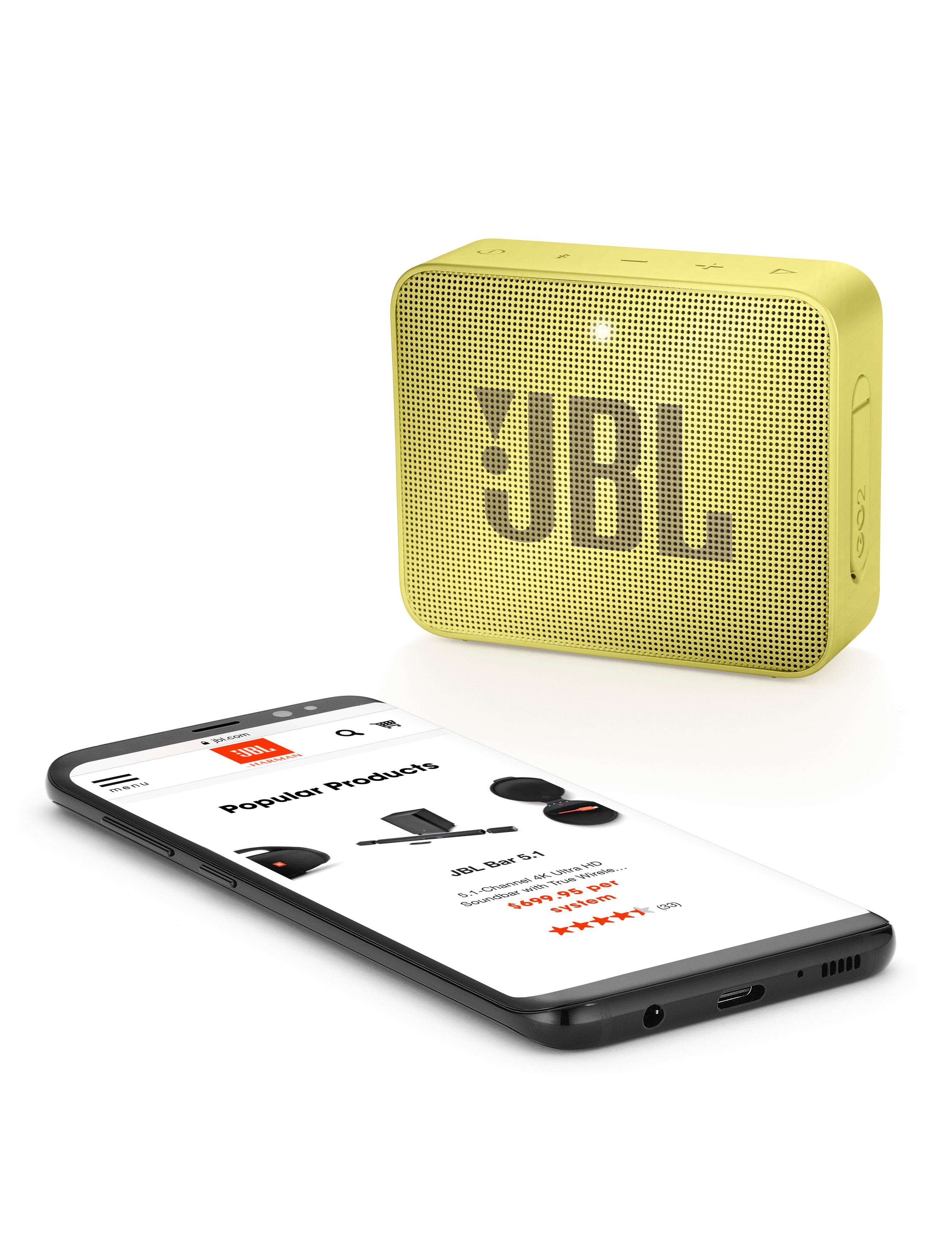 JBL GO2 Bluetooth Lautsprecher, Gelb, Wasserfest