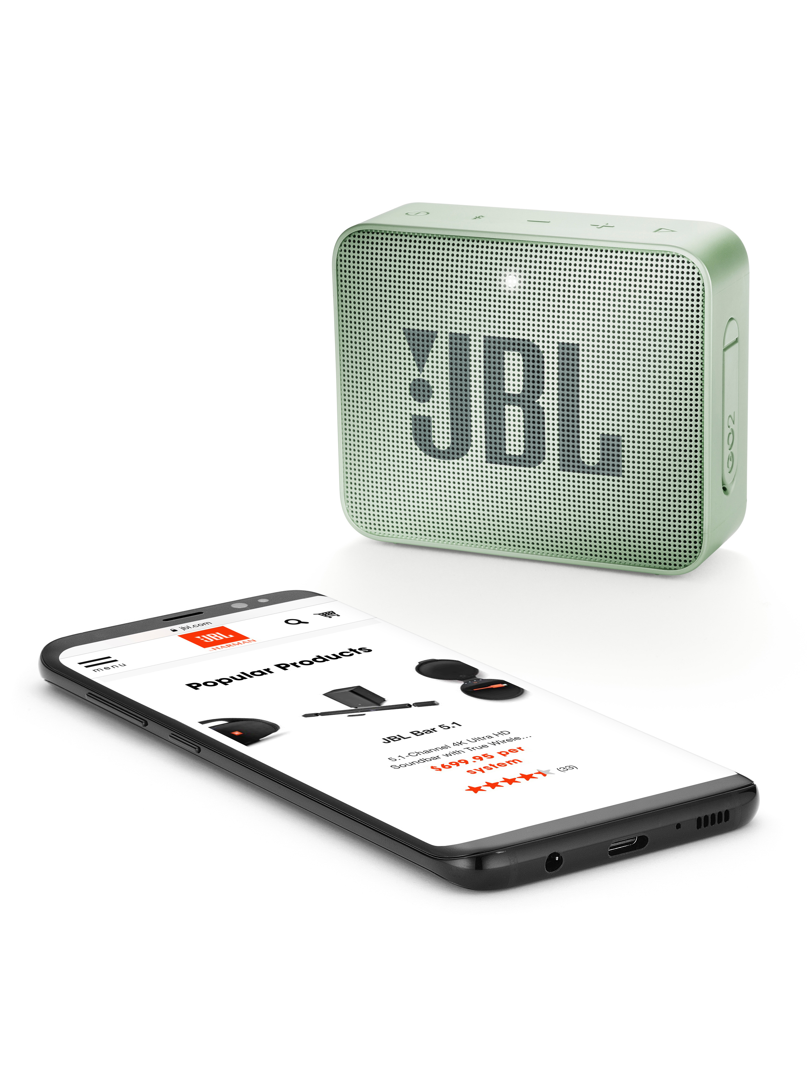 JBL GO2 Bluetooth Lautsprecher, Mint, Wasserfest