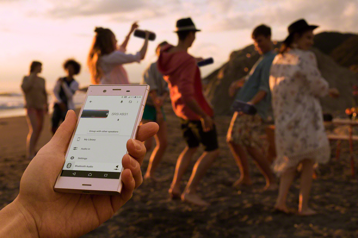 SONY SRS-XB31 Wireless Party Chain Bluetooth Lautsprecher, Weiß, Wasserfest