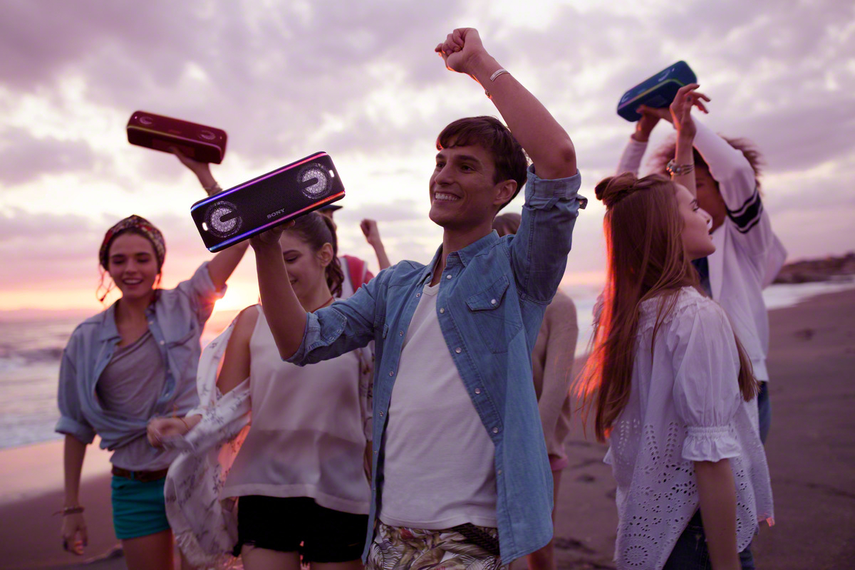 SONY SRS-XB41 Wireless Party Chain Bluetooth Lautsprecher, Blau, Wasserfest