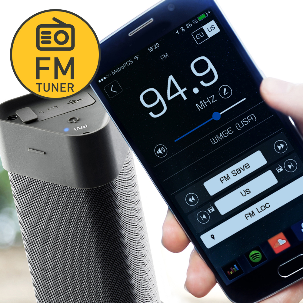 HERCULES WAE Outdoor 04Plus FM Bluetooth Lautsprecher, Schwarz, Wasserfest