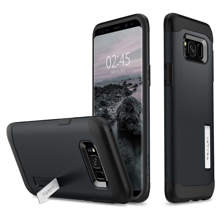 SPIGEN Galaxy S8 Plus Case Spigen Slim Armor Metal Slate Koruyucu Kılıf