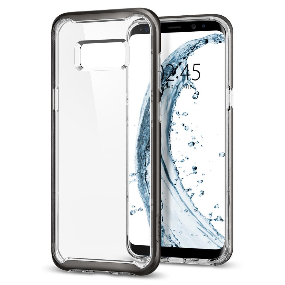SPIGEN Galaxy S8 Plus Case Spigen Neo Hybrid Crystal Gun Metal Koruyucu Kılıf
