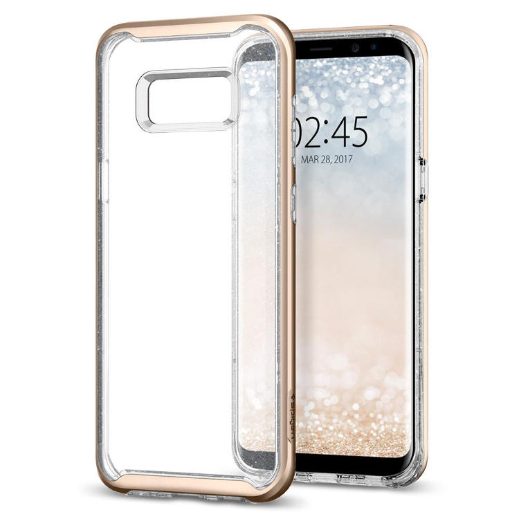 SPIGEN Galaxy S8 Case Spigen Neo Hybrid Crystal Glitter Gold Quartz Koruyucu Kılıf