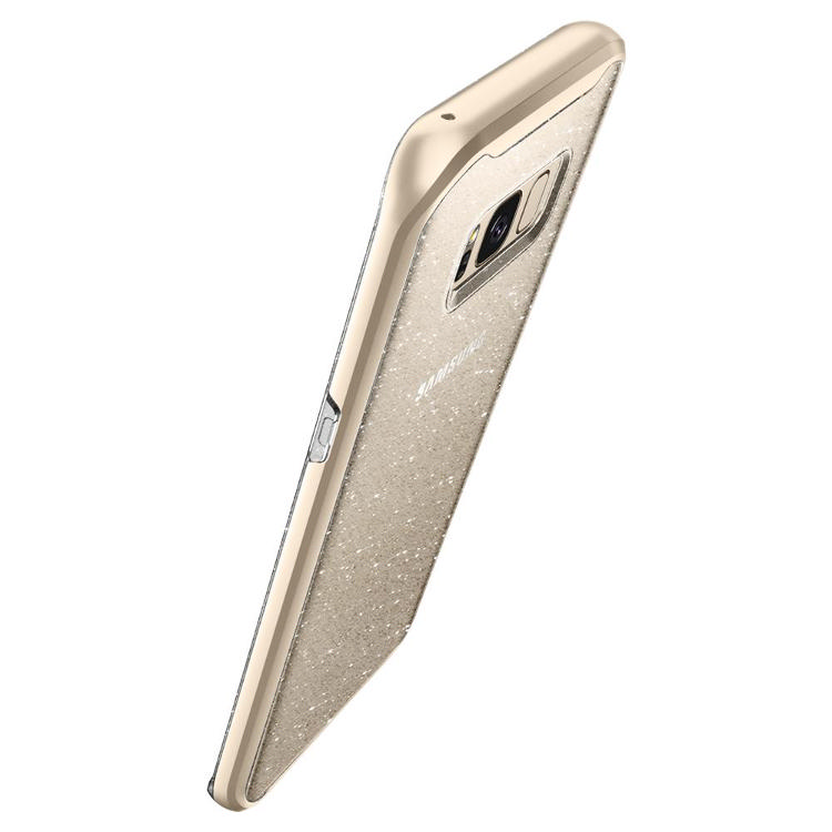 SPIGEN Galaxy S8 Case Spigen Neo Hybrid Crystal Glitter Gold Quartz Koruyucu Kılıf