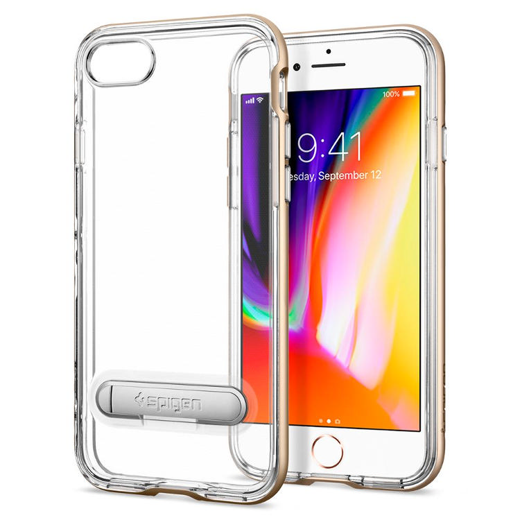SPIGEN iPhone 7/ iPhone 8 Case Spigen Crystal Hybrid Champagne Gold Koruyucu Kılıf