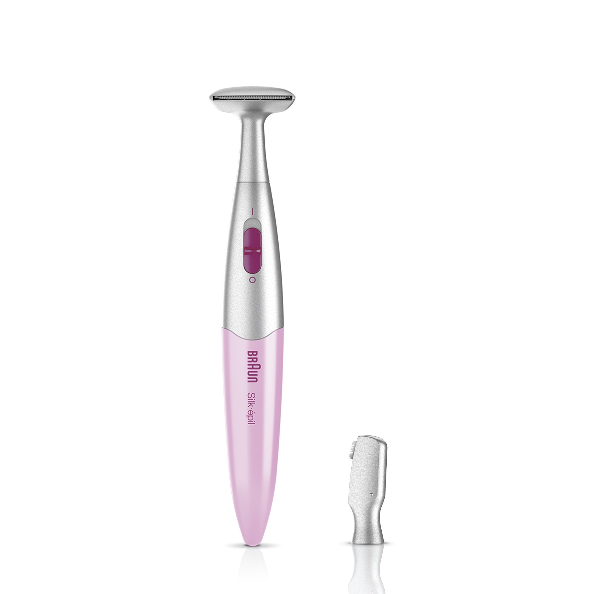 Braun Silk epil hair removal device, pink and silver. Second head is next to it.