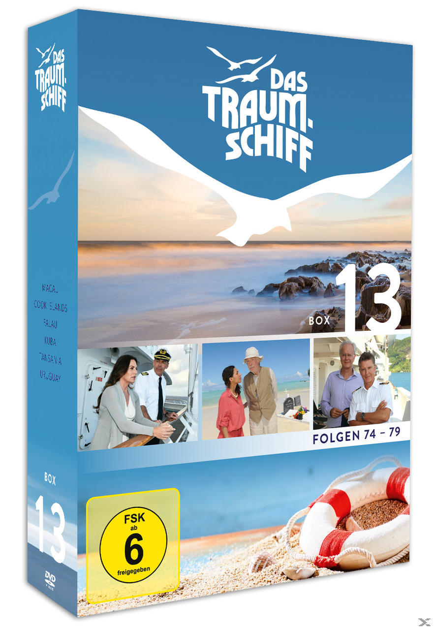 DVD-Box-Set von Das Traumschiff mit mehreren Bildern von Menschen auf einem Schiff.