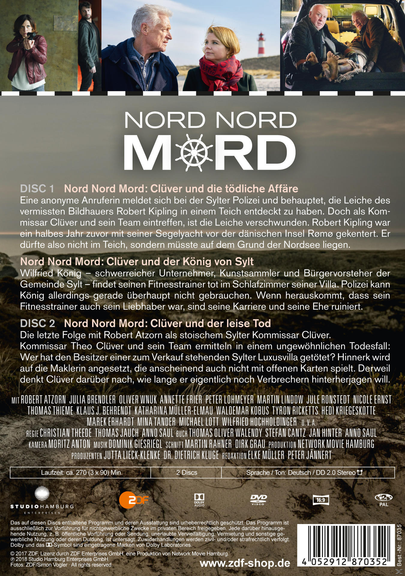 DVD-Cover mit dem Titel „Nord Nord Mord“ und Gesichtern von Schauspielern.
