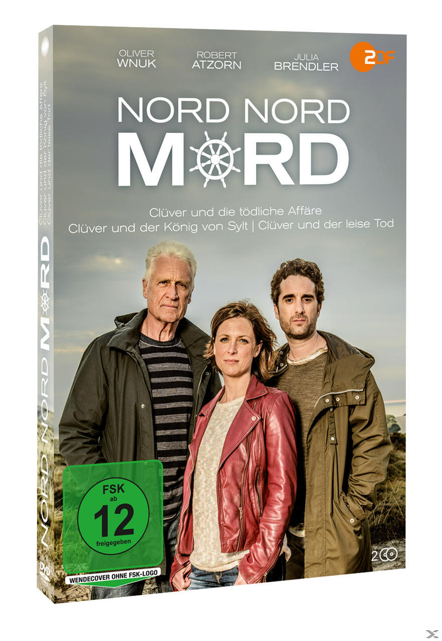 DVD-Cover für 'Nord Nord Mord' mit drei Schauspielern. Der Hintergrund zeigt eine Meereslandschaft.