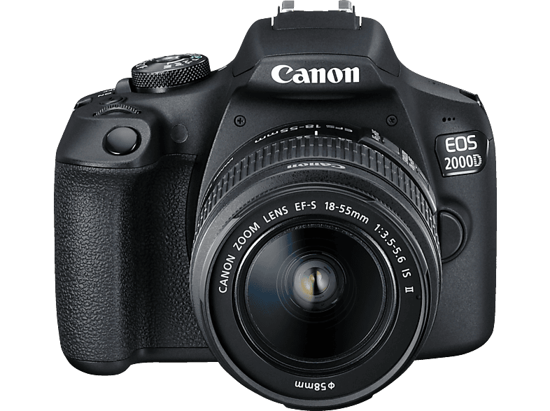 18-55 IS CANON II), Schwarz Kit Megapixel, 24,1 Objektiv EOS mm Spiegelreflexkamera, WLAN, (EF-S, 2000D