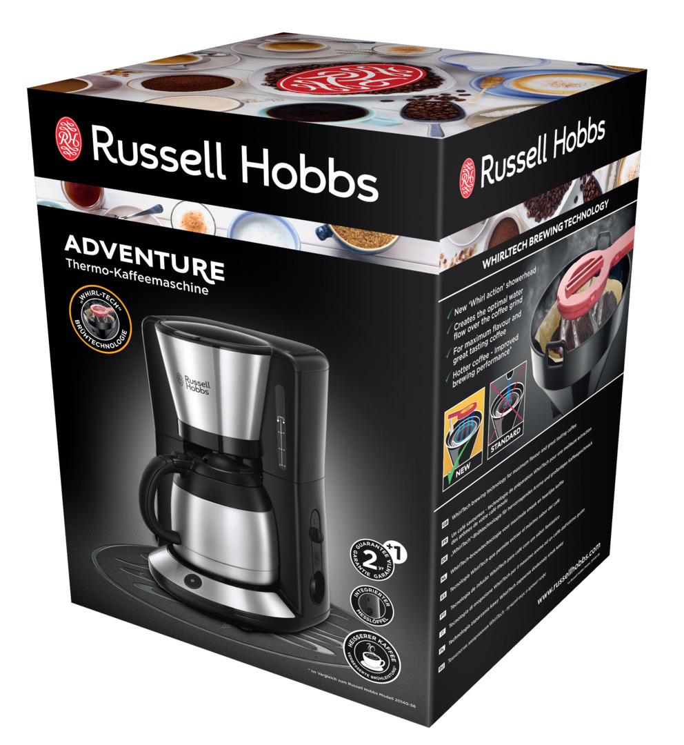 HOBBS Adventure 24020-56 RUSSELL Kaffeemaschine Edelstahl/Schwarz