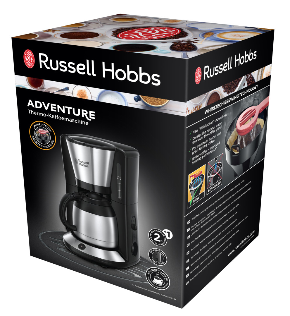 24020-56 RUSSELL Edelstahl/Schwarz Adventure HOBBS Kaffeemaschine