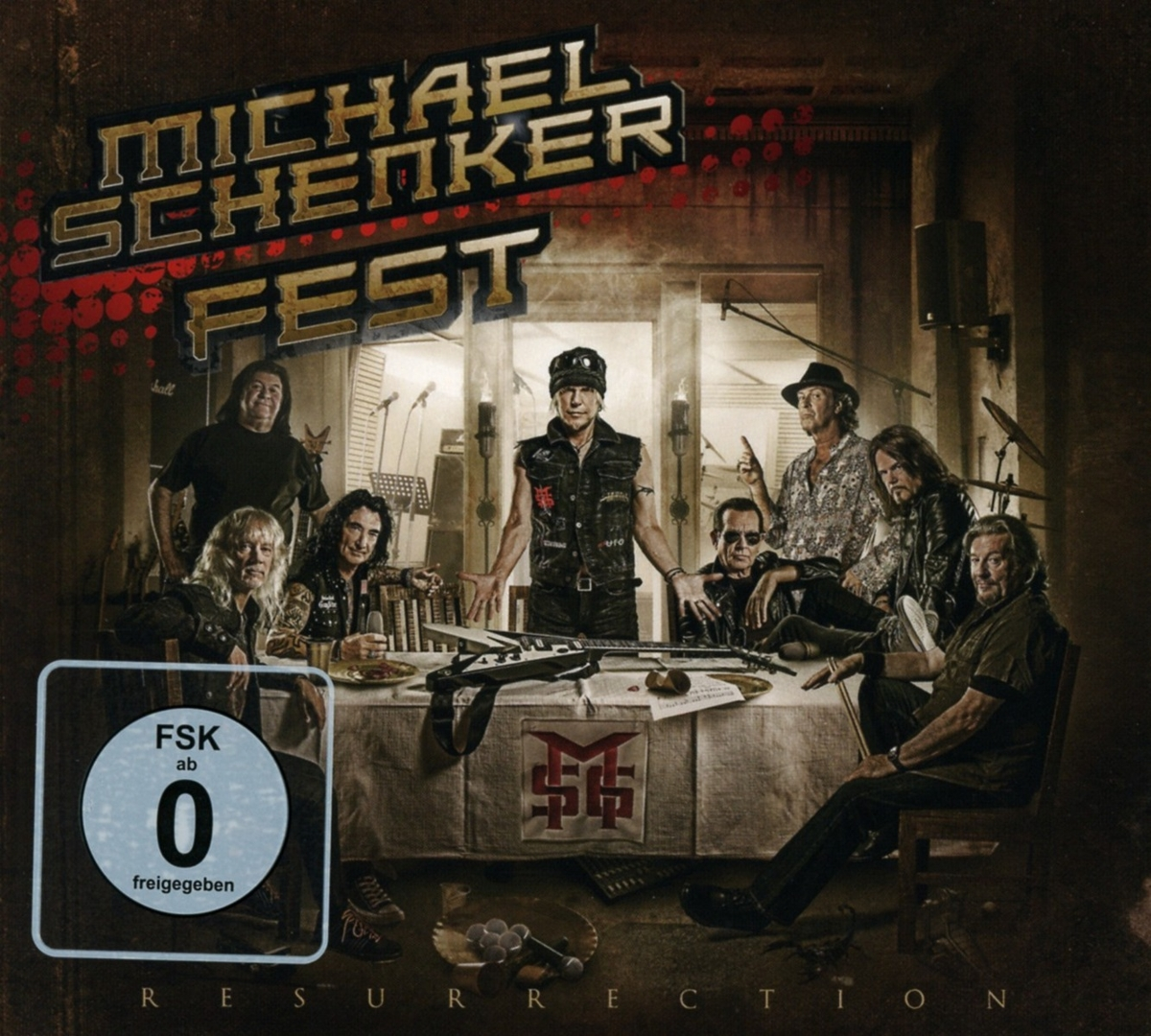 Albumcover mit einer Gruppe von Musikern, darunter Michael Schenker. Der Titel lautet 'Resurrection'.