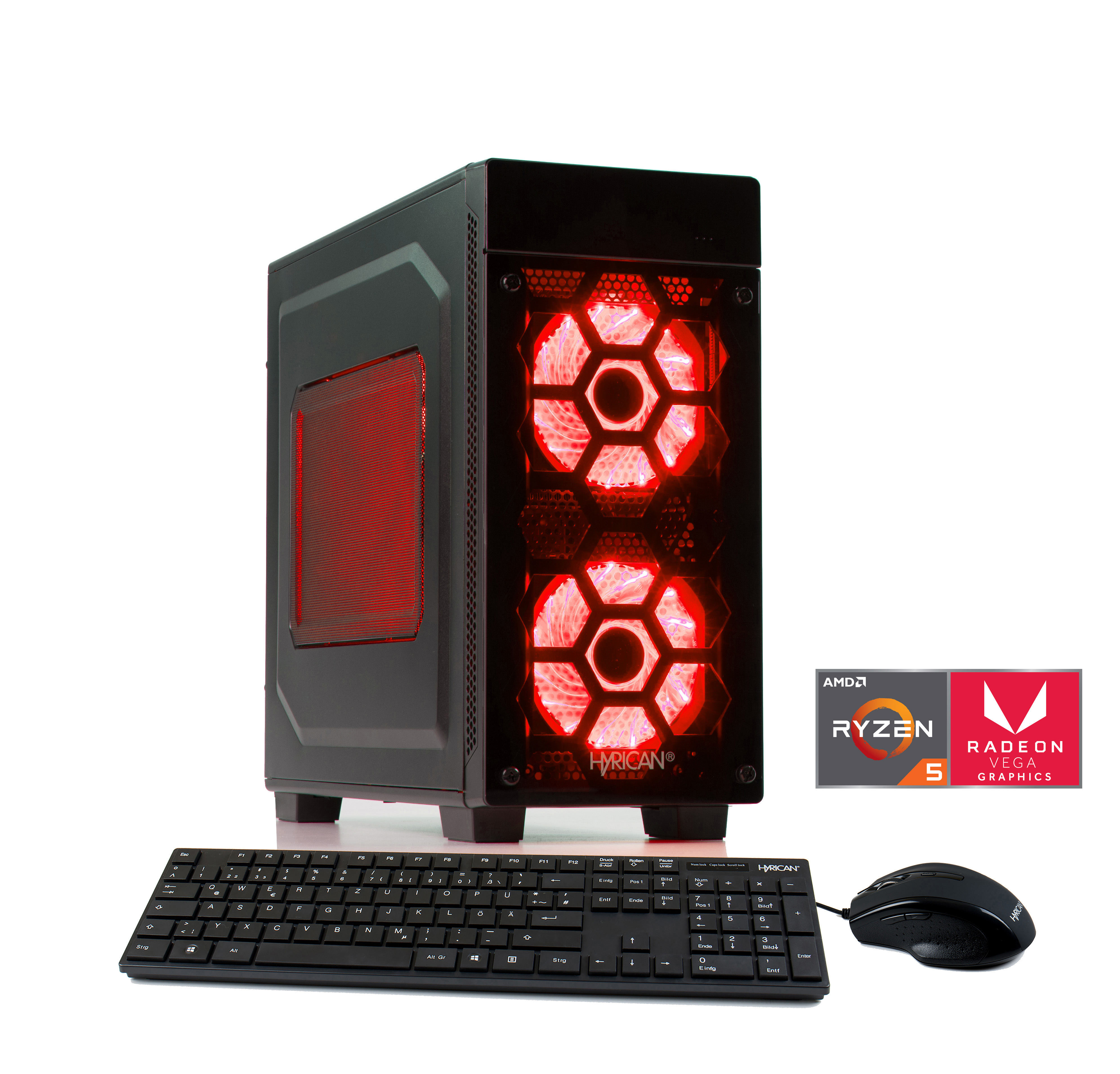 HYRICAN STRIKER 5844 RED RYZEN 5 - AMD Ryzen™ 5 2400G - 8 GB - 120 GB - AMD Radeon™ RX Vega 11 - Windows 10