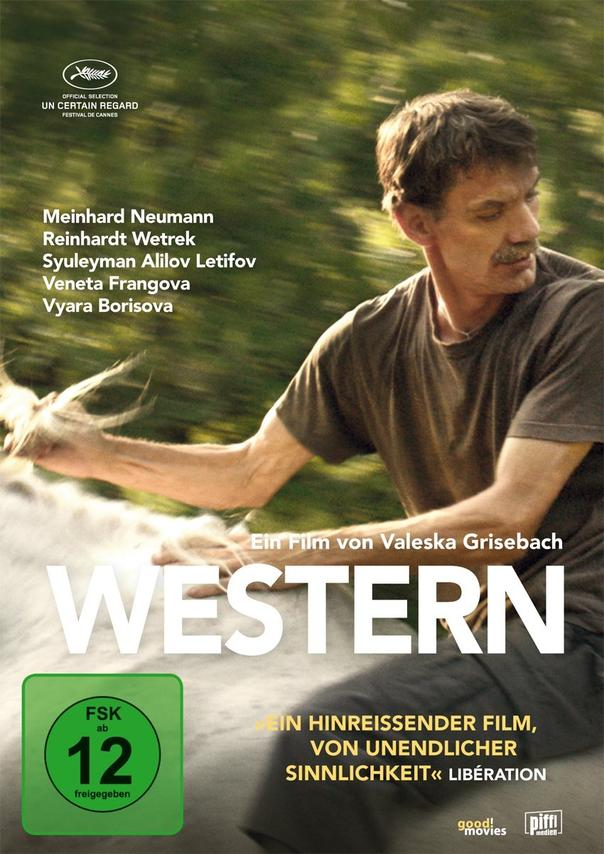 Filmposter: Ein Mann im Hemd schaut weg. Der Text lautet 'Western' und Filmguthaben.