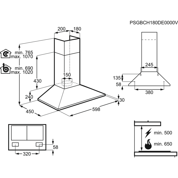ZANUSSI ZHC62462XA Kürtős beépíthető páraelszívó