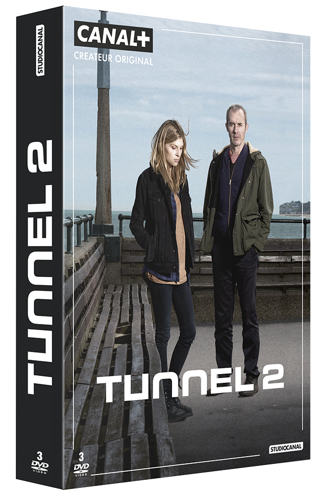 Boîtier DVD pour Tunnel 2. Deux acteurs se tiennent devant un mur. Le logo Canal+ est en haut.