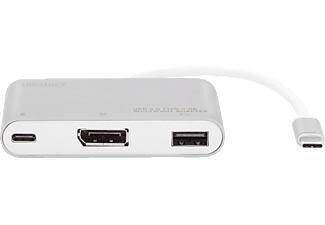 DIGITUS DA 70846 USB Typ-C auf DisplayPort(UHD), USB 2.0 & USB-C-Port, PD 2.0, Multiport Adapter