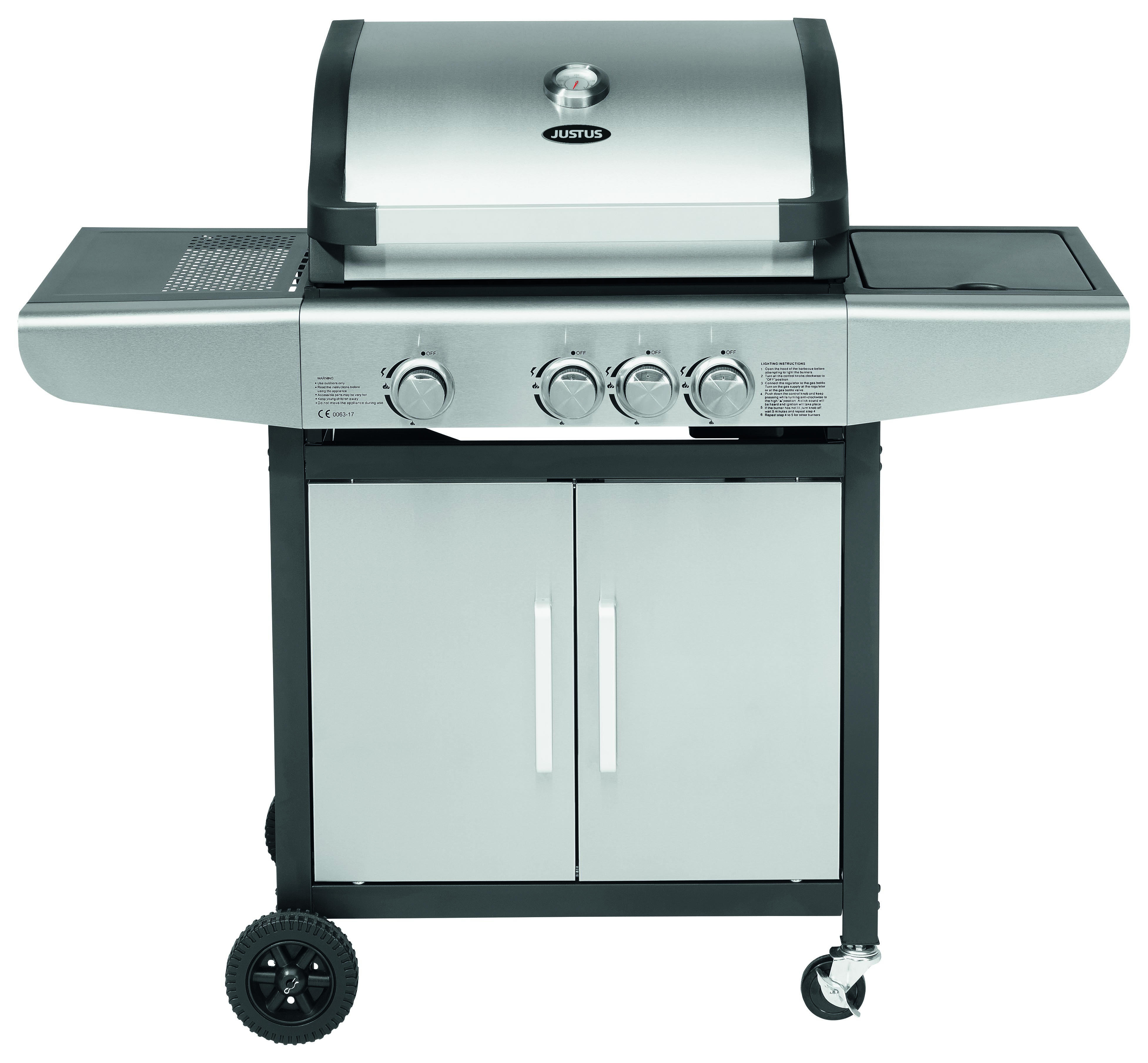 JUSTUS 1303 04 Ares 3 SU Gasgrill, Silber (13000 Watt)
