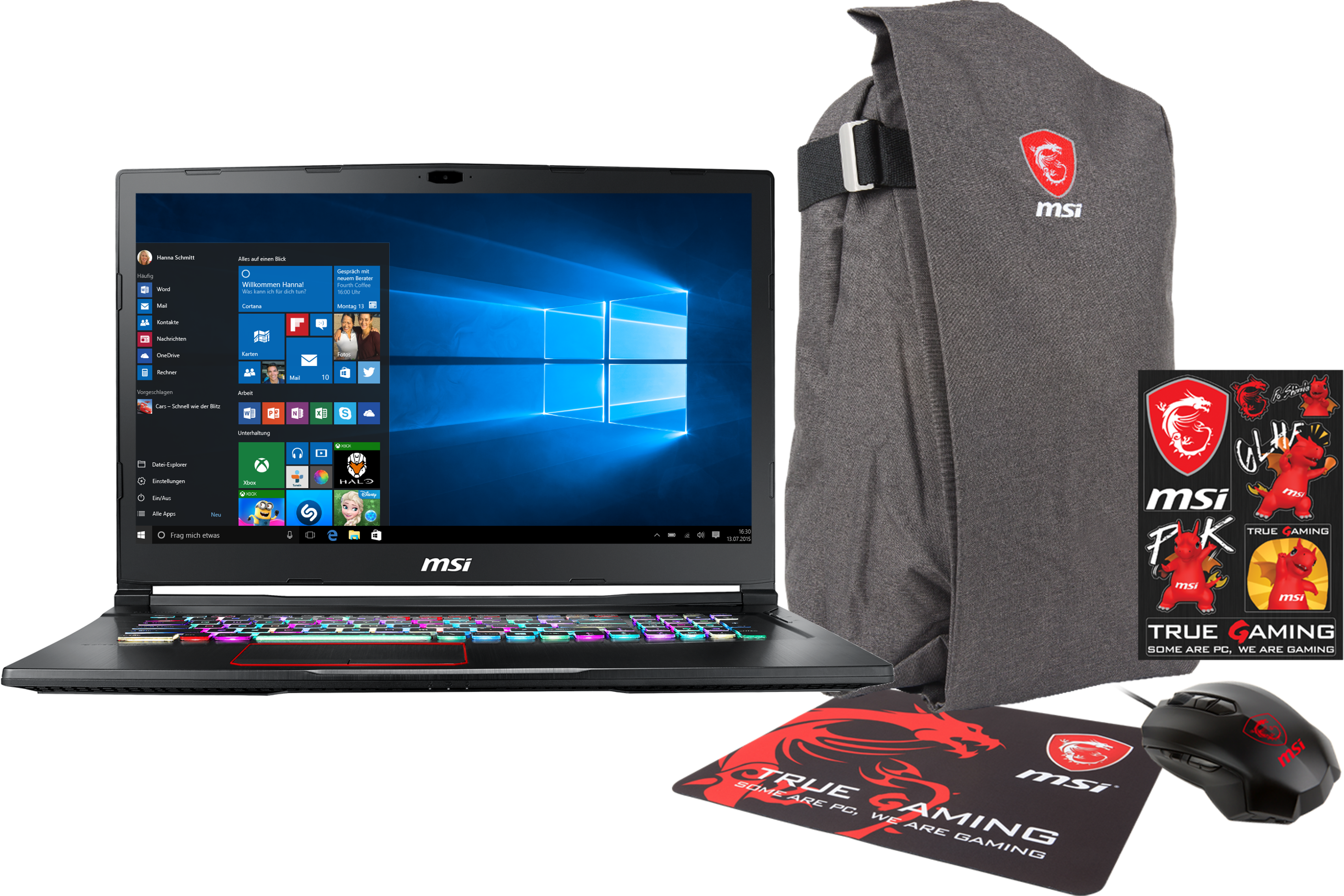 MSI Gaming Notebook GE73 7RD-016DE Raider (0017C3-016) Gaming Notebook, 17,3 Zoll, Full-HD, Intel® Core™ i7-7700HQ Prozessor
(6M Cache, bis zu 3.80 GHz), 16 GB, 1000 GB HDD + 256 GB SSD