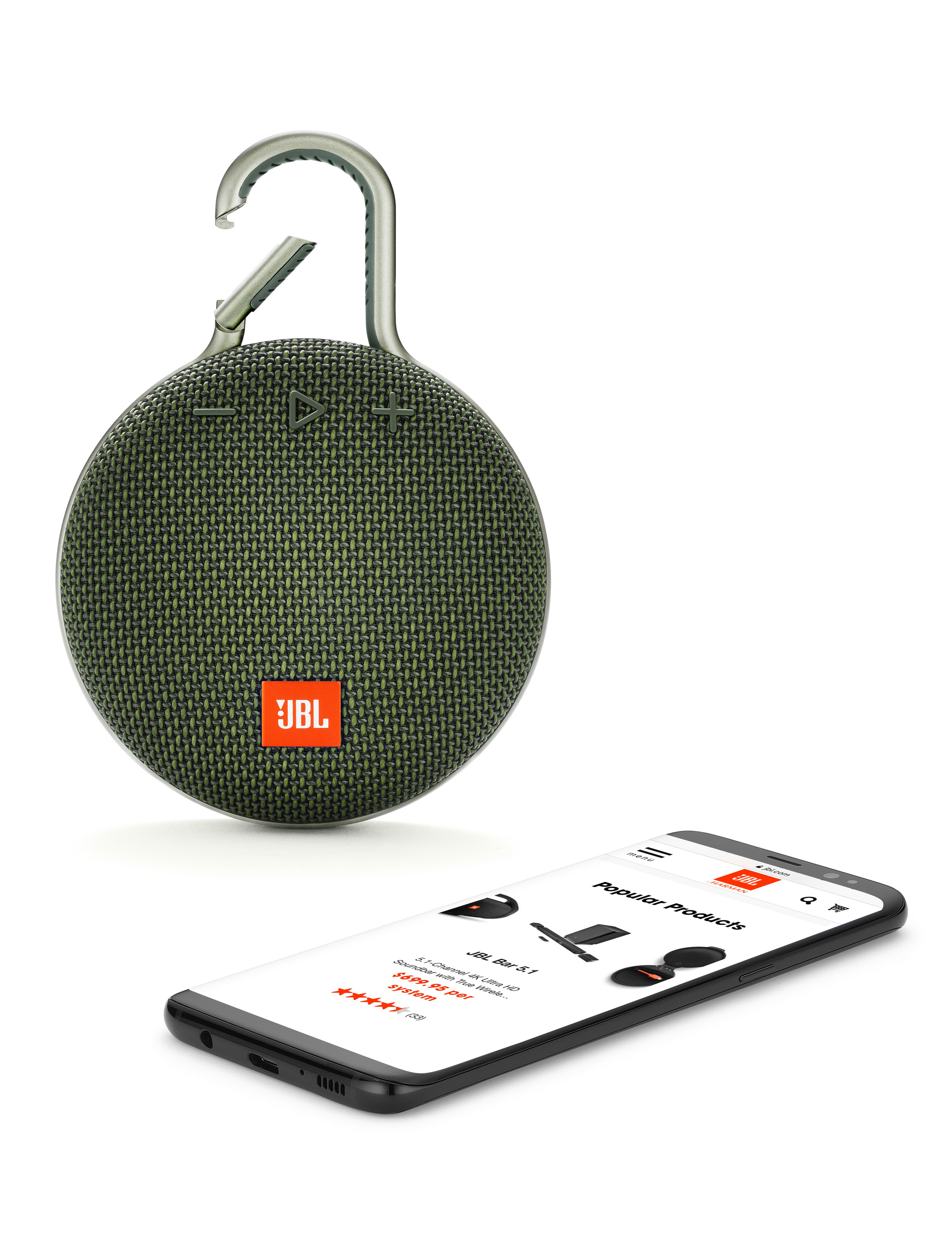 JBL Clip 3 Bluetooth Lautsprecher, Grün, Wasserfest
