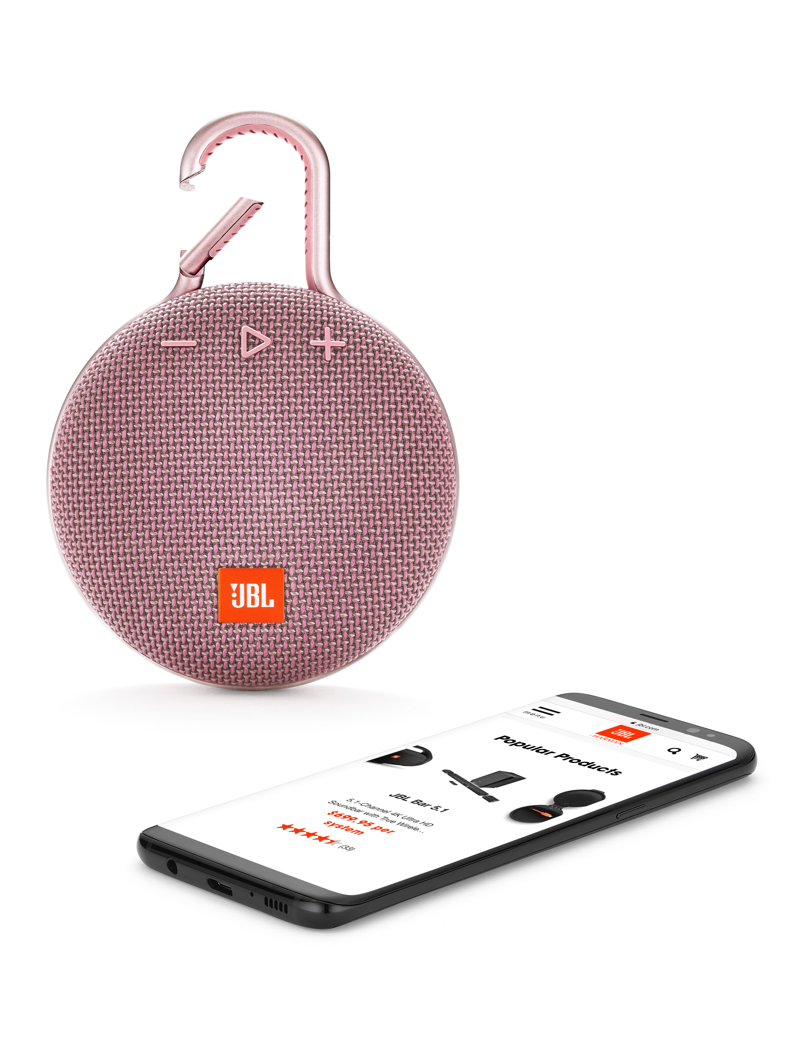 JBL Clip 3 Bluetooth Lautsprecher, Pink, Wasserfest