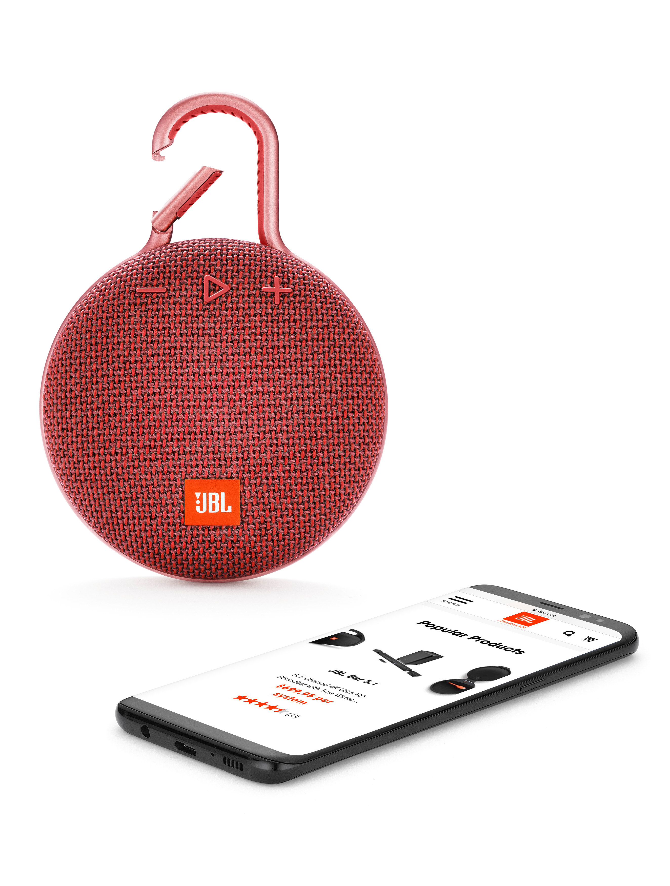 JBL Clip 3 Bluetooth Lautsprecher, Rot, Wasserfest