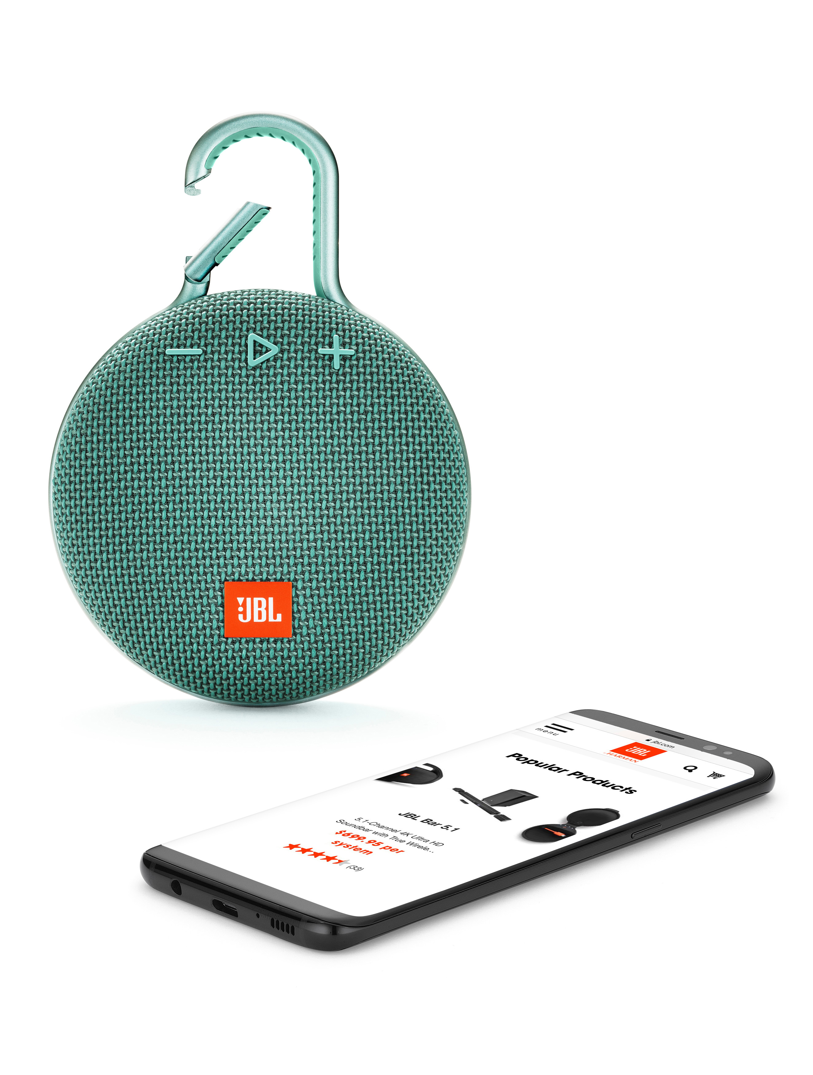 JBL Clip 3 Bluetooth Lautsprecher, Mint, Wasserfest