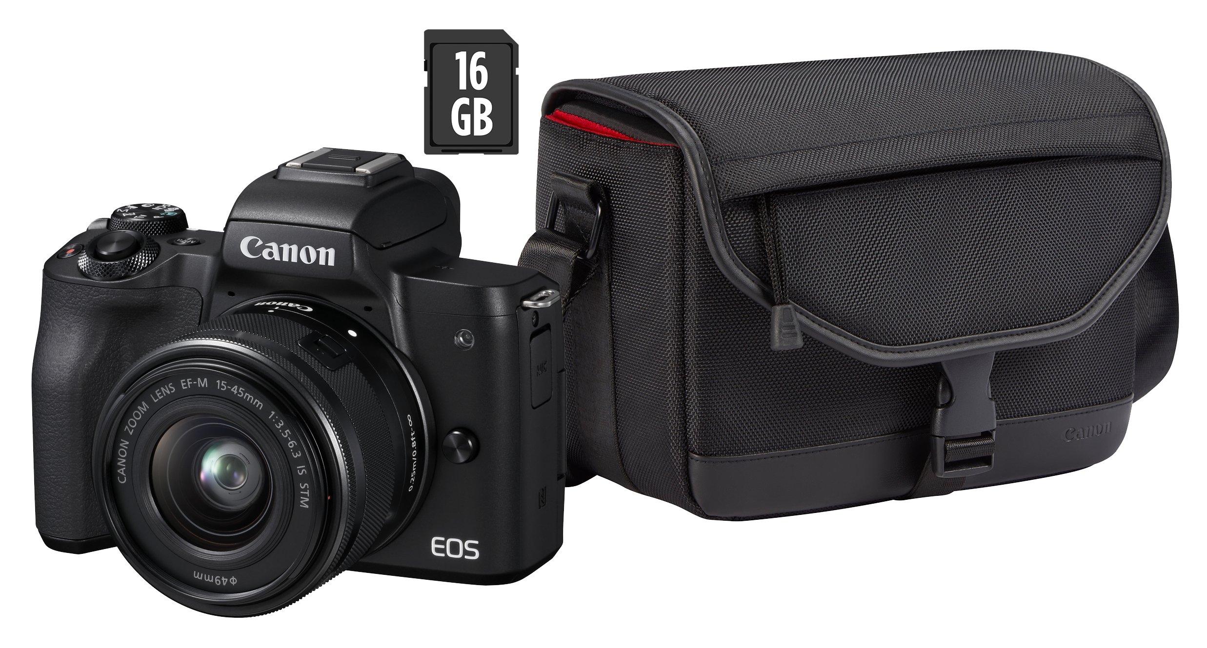 CANON EOS M50 + 15-45mm IS STM + tas + 16GB SD | MediaMarkt