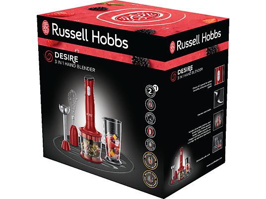 RUSSELL HOBBS Desire 3 in 1 - Mixeur plongeant (Rouge/Noir)