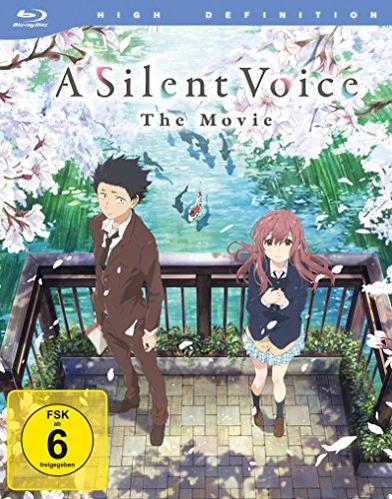 Anime-Filmcover, zwei Charaktere auf einer Brücke mit Kirschblüten und einem gelben Rating-Label.