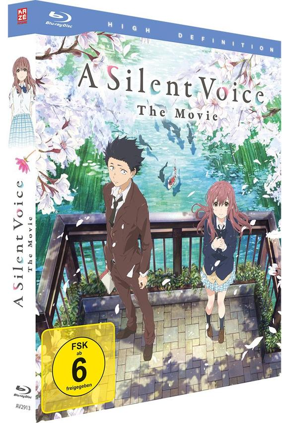 Anime-Film-DVD-Cover, zwei Charaktere, Brücke über Wasser, Kirschblüten.
