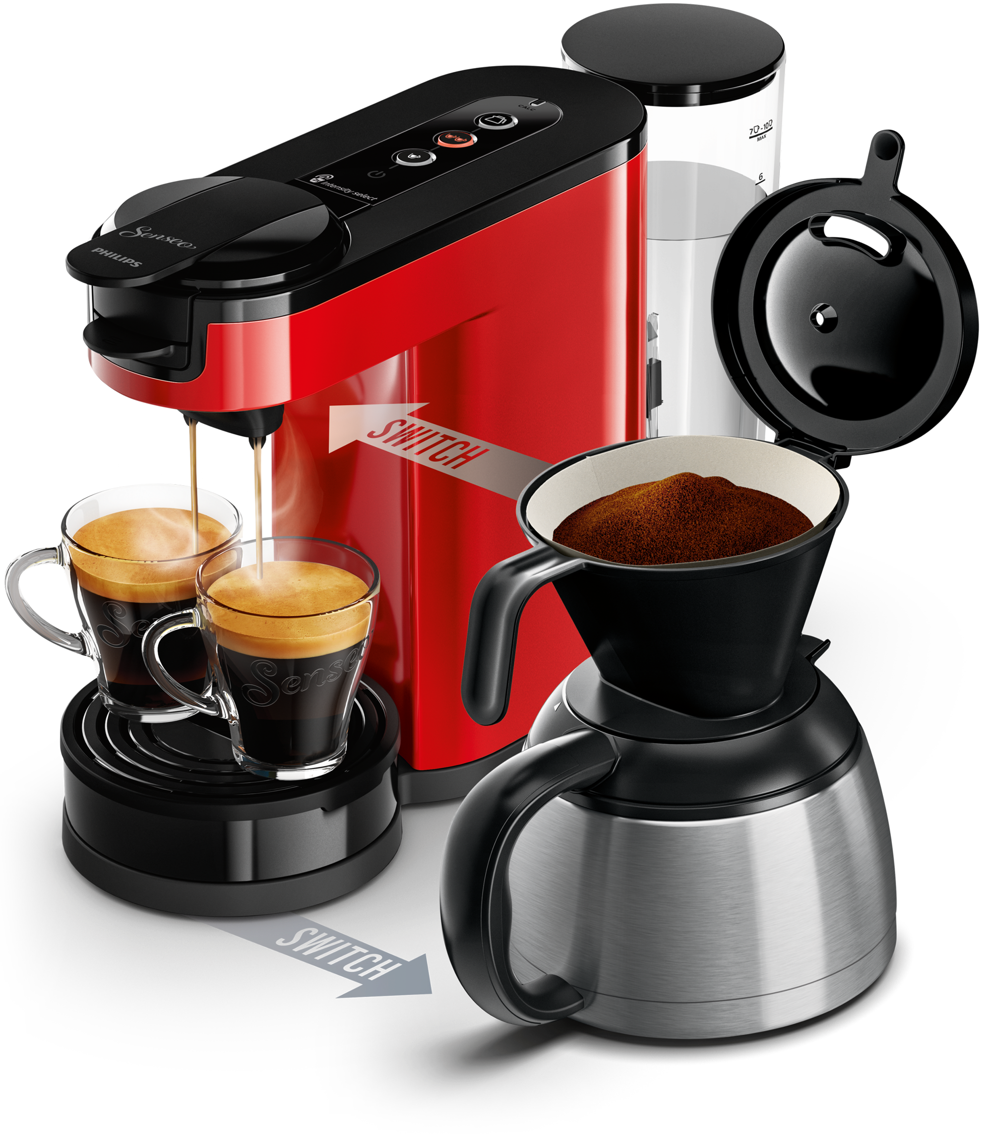 PHILIPS  HD6592/80 Senseo Sch - Koffiepadmachine - Inhoud watertank: 1,2 l - Rood