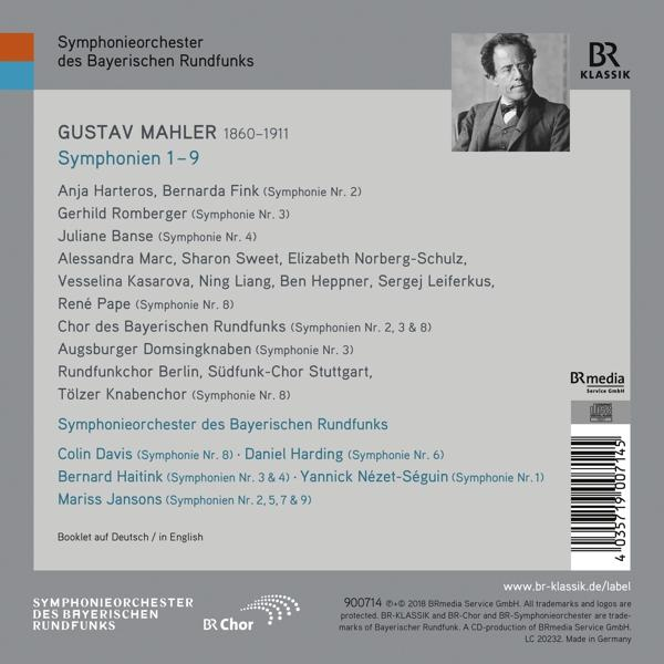 CD-Cover. Symphonieorchester des Bayerischen Rundfunks spielt Gustav Mahler Symphonien 1-9. Mit mehreren Künstlern.